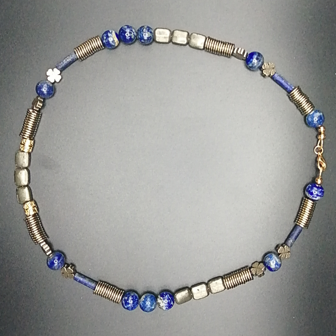 Collier Kaboul Lapis Lazuli et pyrite