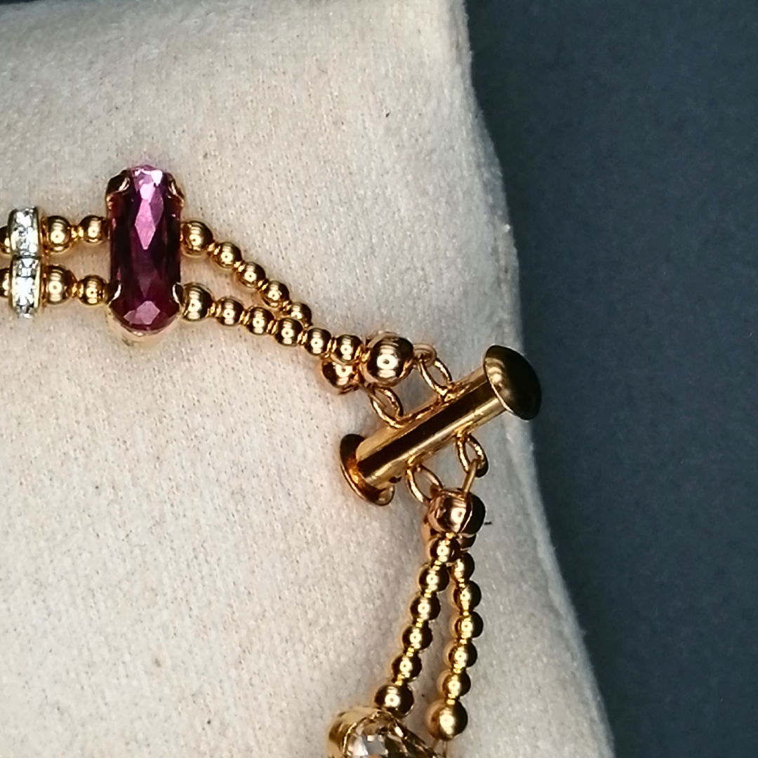 Bracelet double Aurora avec strass et cristaux colorés