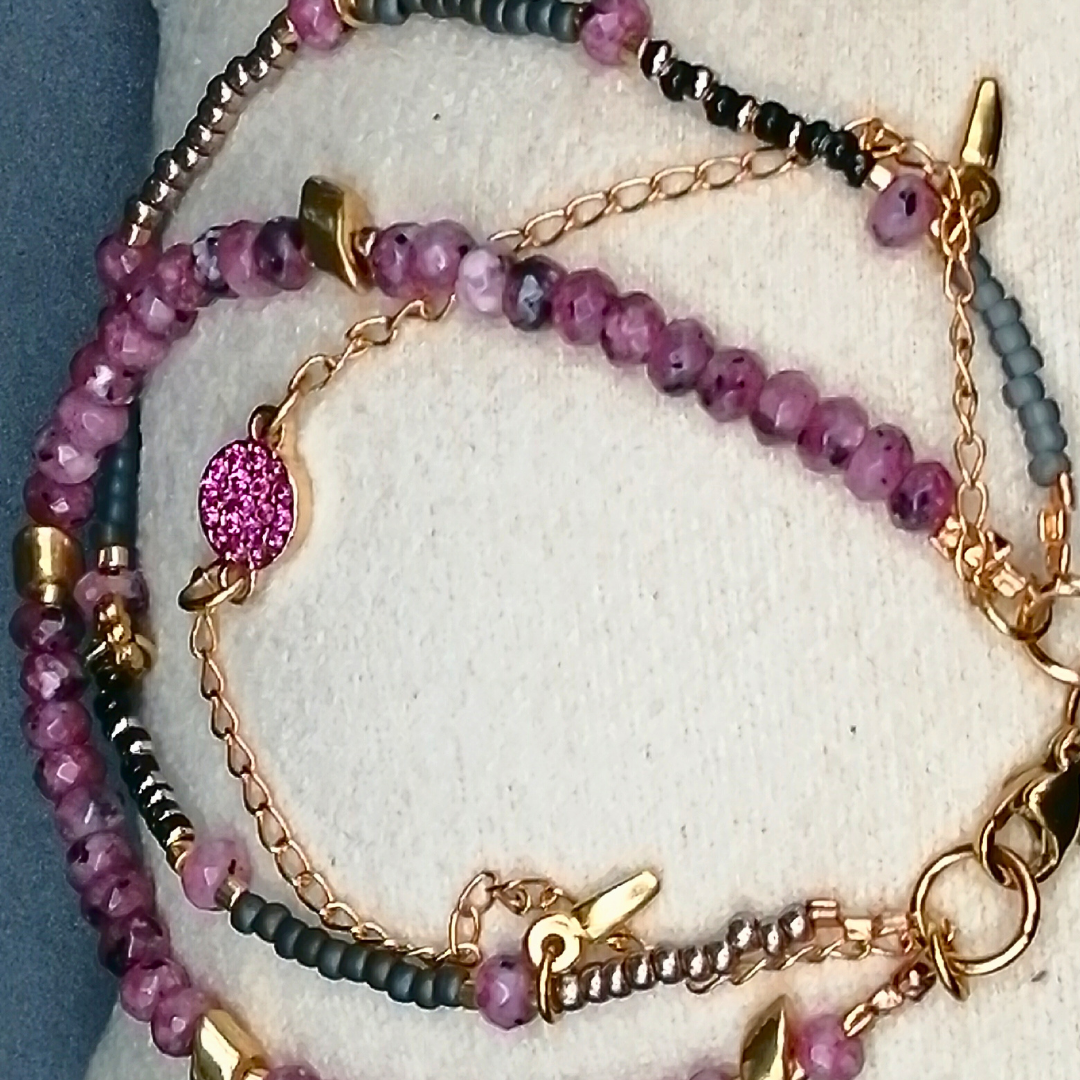 Bracelet trio rose
