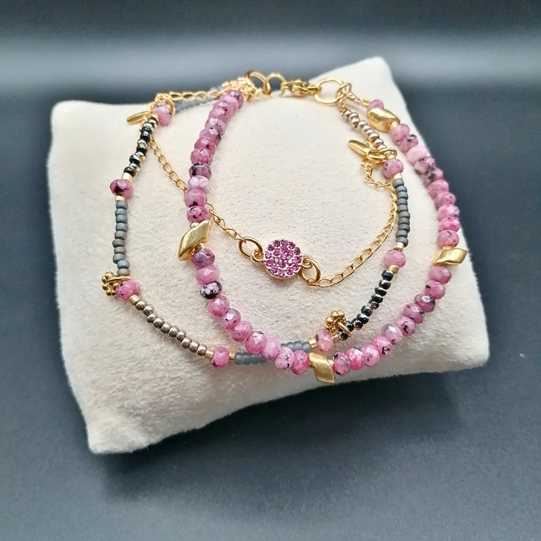 Bracelet trio rose