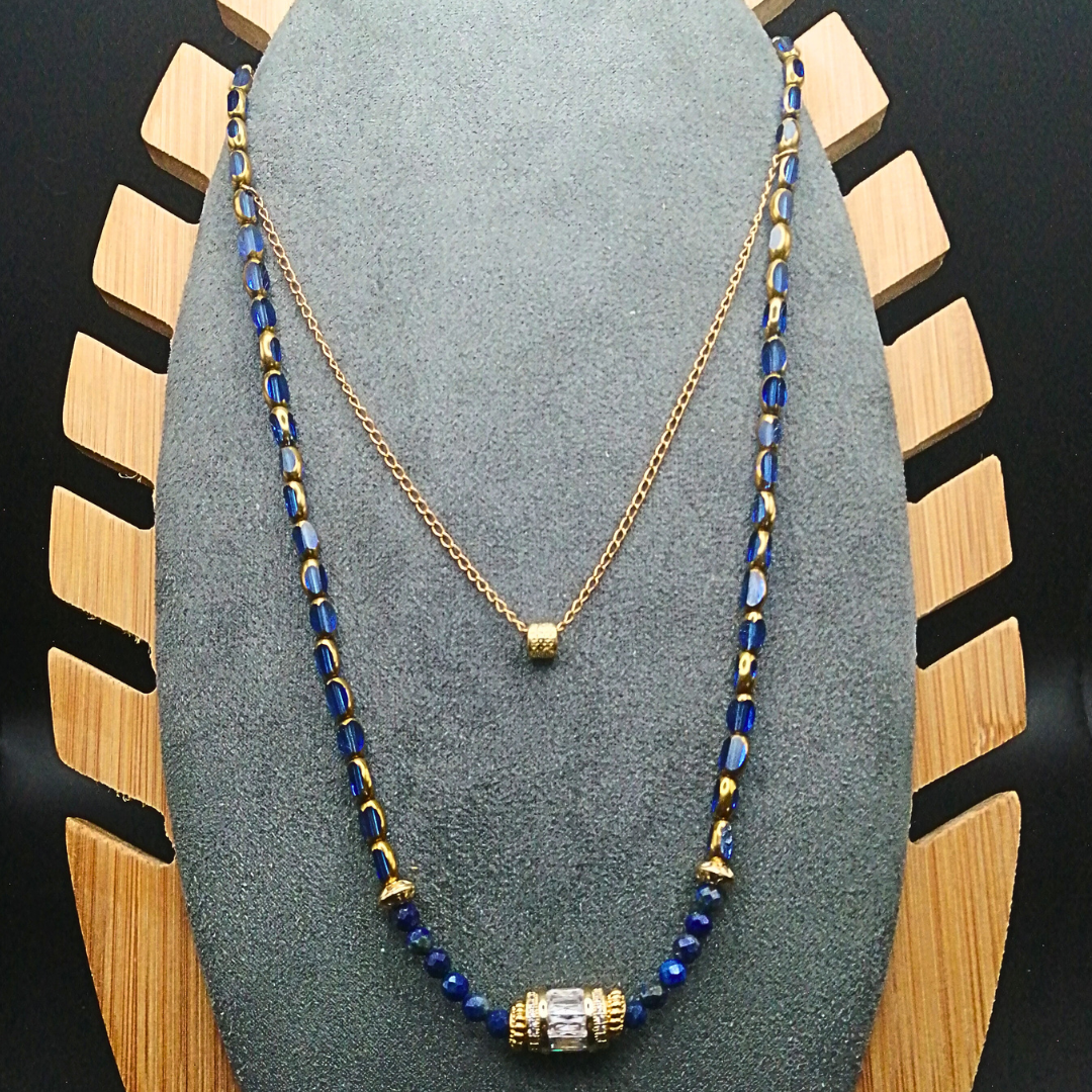 Collier double rang Saphir Lapis Lazuli