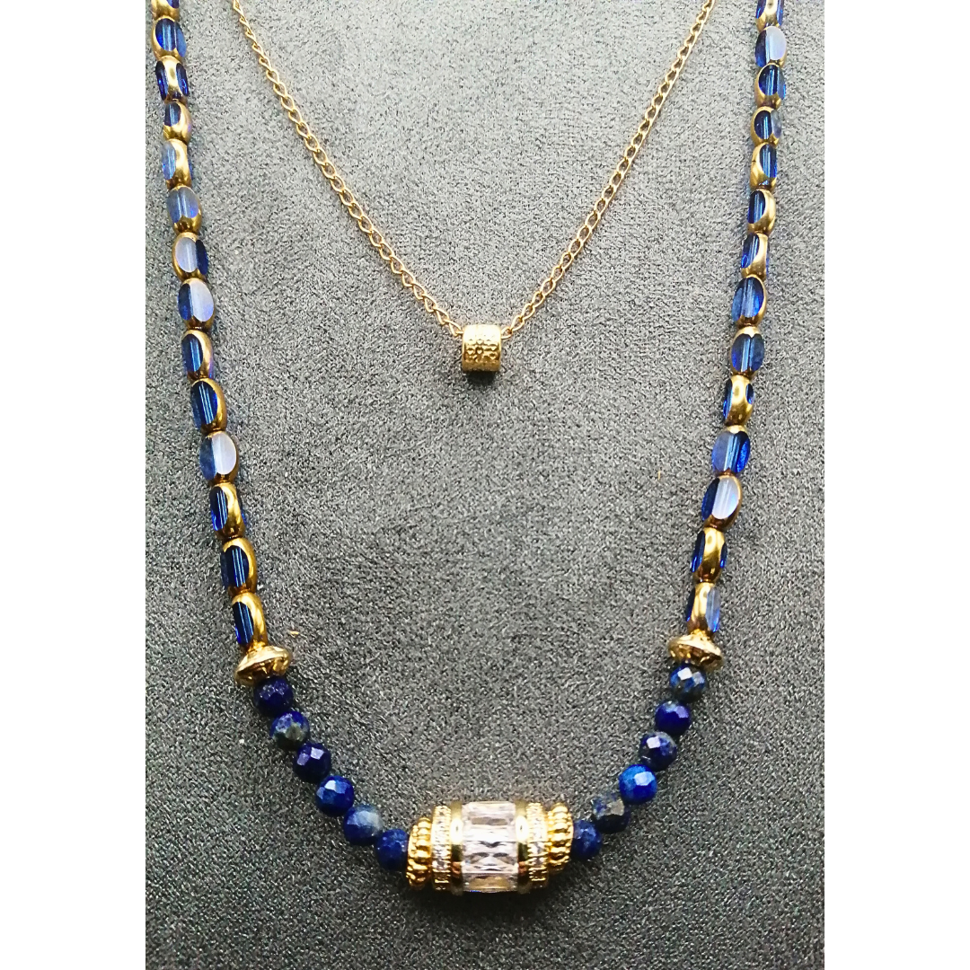 Collier double rang Saphir Lapis Lazuli