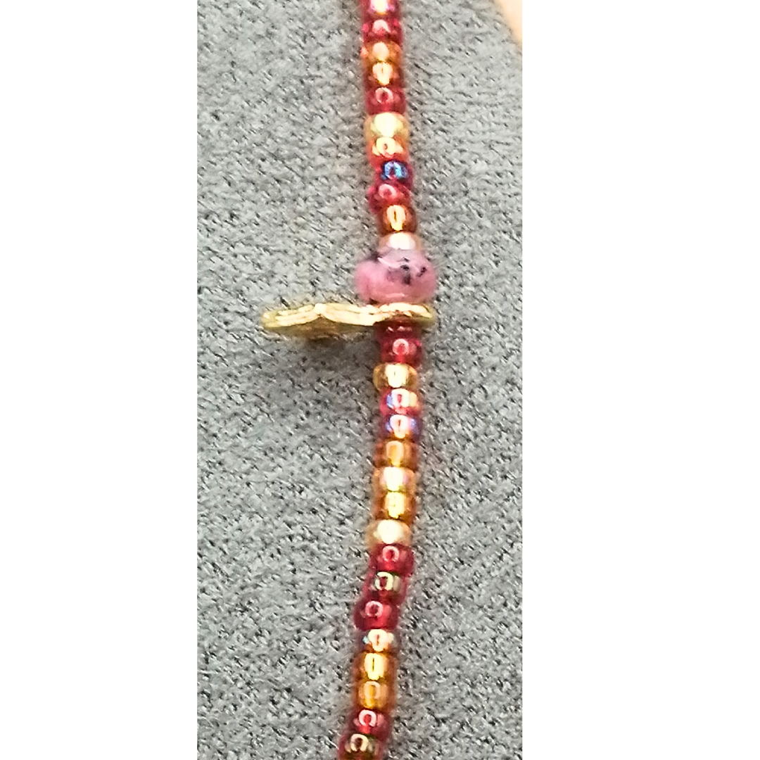 Collier bohéme Feuille et quartz rose