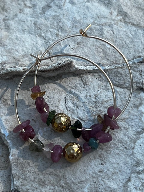 Boucles Gold Filled Tourmaline