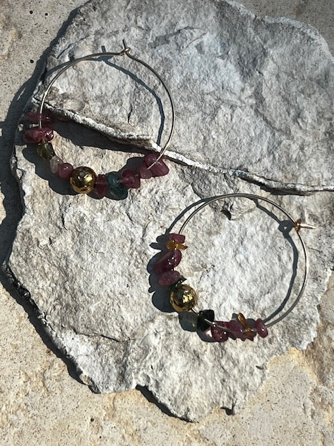 Boucles Gold Filled Tourmaline